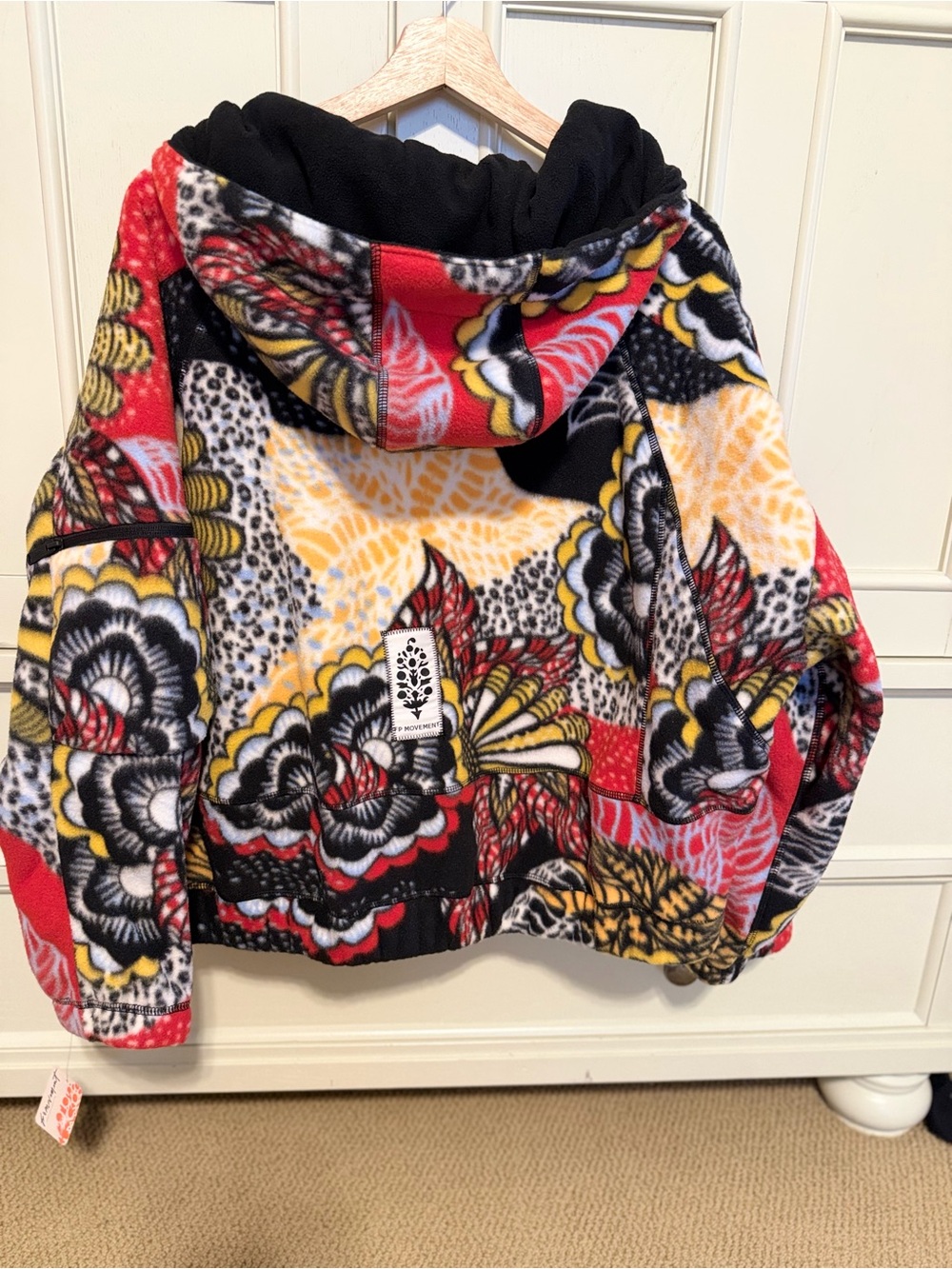 FP Movement by Free People Red Multi Floral-Print Hooded Bomber Jacket - Picture 2 of 3